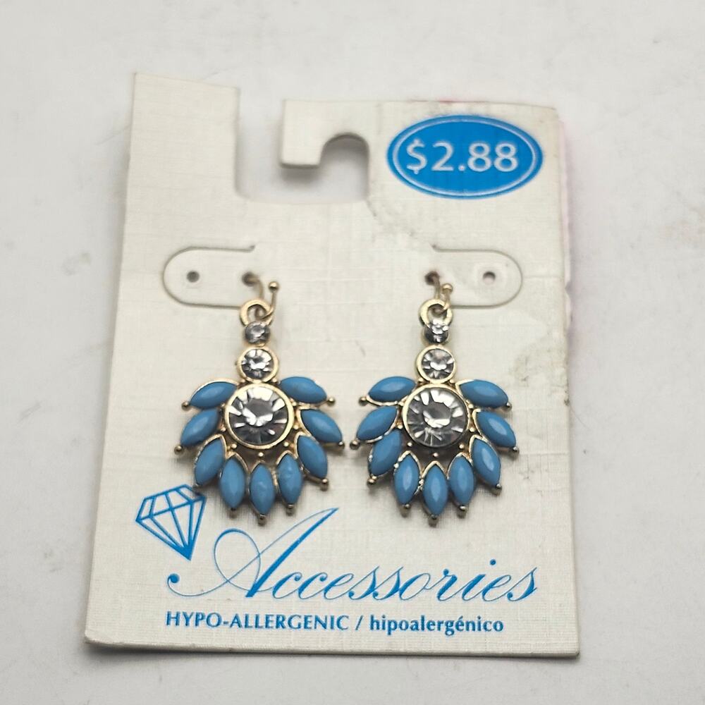 Boho Blue Faux Turquoise Rhinestone Lotus Earrings Gold Tone Walmart Chandelier